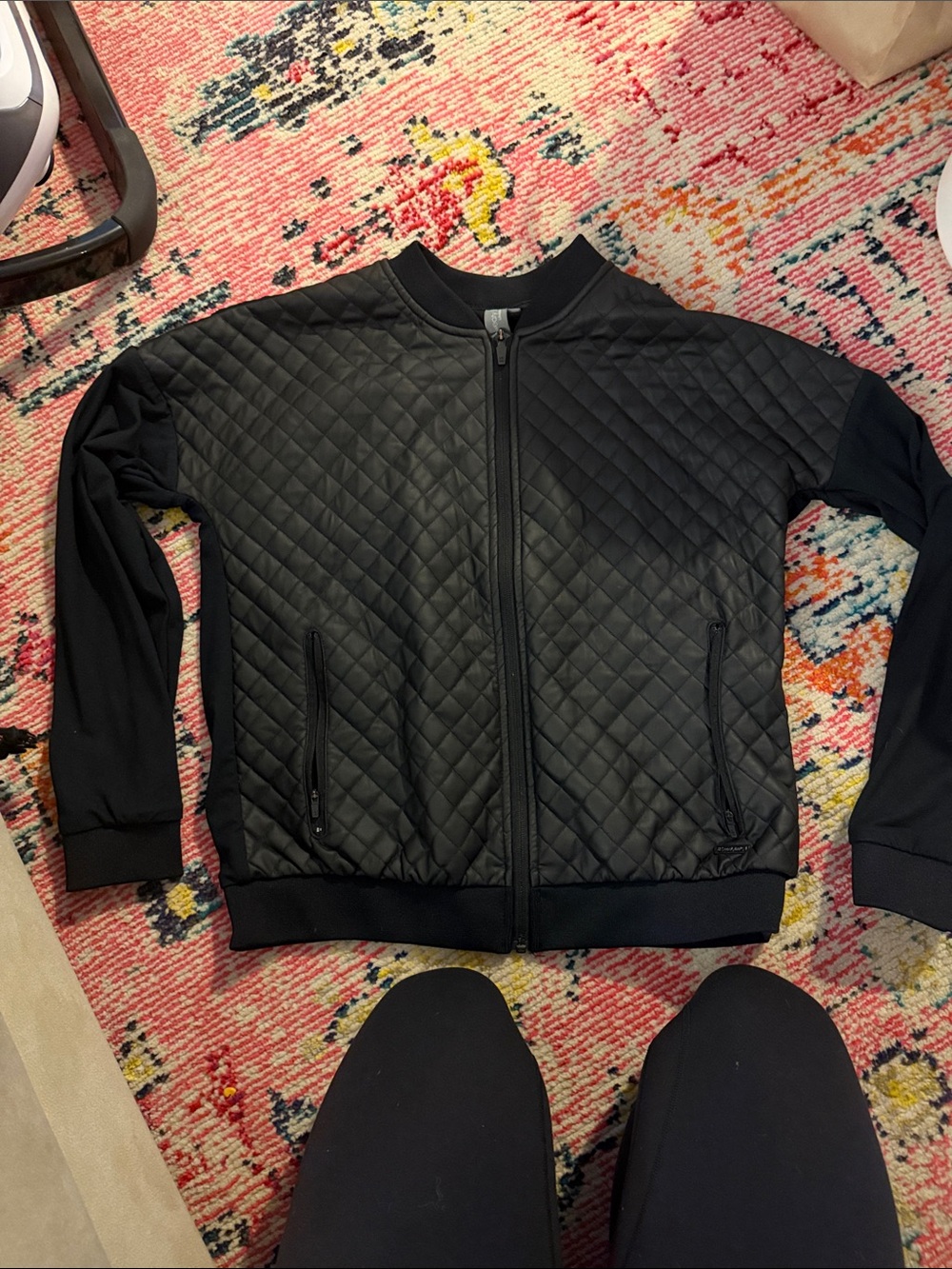 Sweaty Betty Black Quilted Varsity Jacket